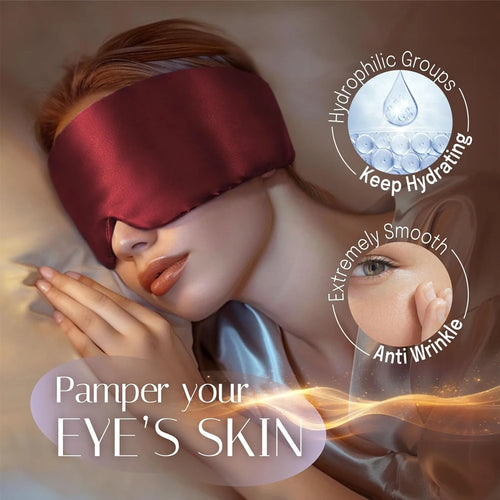 Silk Sleep Mask Soft Pressureless Sleeping Mask 100% Mulberry Silk for Eye Skin Anti Wrinkles,Adjustable Wide Velcro Ear Cover